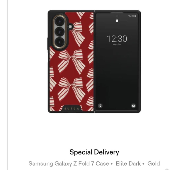 Bourga Samsung Galaxy Z Fold 7 Case - Red and Gold Bow Pattern - Picture 1 of 3
